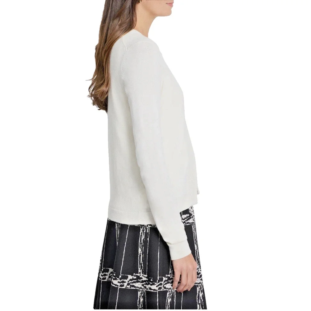 Nic+Zoe Cream Sequin Trim Cardigan Small Open Front Knit NWT - Picture 3 of 5